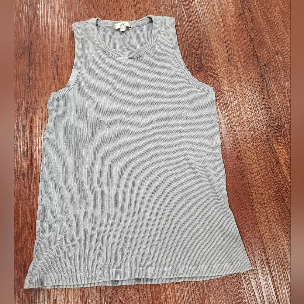 Agolde Men's Basic Gray Ribbed Tank Top - Picture 1 of 6